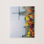 Windmolens en tulpen langs het kanaal legpuzzel (Verticaal)