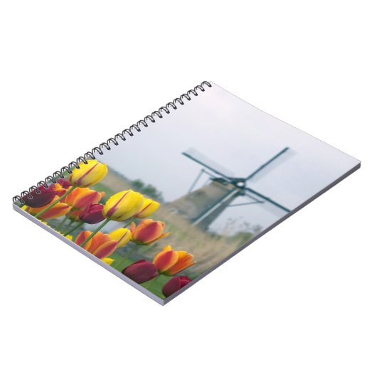 Windmolens en tulpen langs het kanaal notitieboek (Linkerzijde)