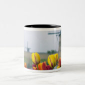 Windmolens en tulpen langs het kanaal tweekleurige koffiemok (Center)