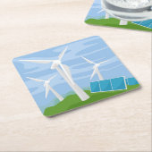 Windmolens en zonnecellen kartonnen onderzetters (Schuin)