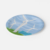Windmolens en zonnecellen papieren bordje (Gekanteld)