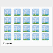 Windmolens en zonnecellen vierkante sticker (Vel)