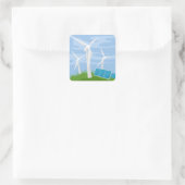 Windmolens en zonnecellen vierkante sticker (Tas)