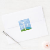 Windmolens en zonnecellen vierkante sticker (Envelop)