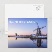 Windmolens in briefkaart voor wintertekst (Voorkant / Achterkant)