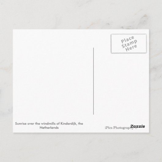 Windmolens in briefkaart voor wintertekst (Achterkant)