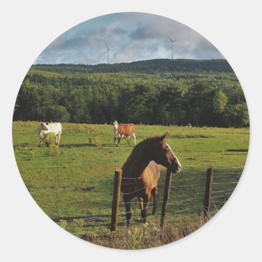 Windmolens in de Afstand Ronde Sticker (Voorkant)