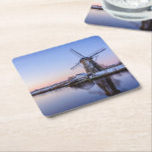 Windmolens in de winter in een zonsopgang, Holland Kartonnen Onderzetters (Schuin)