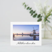 Windmolens in de winter in Holland briefkaart witt (Staand voorkant)