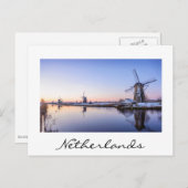 Windmolens in de winter in Holland briefkaart witt (Voorkant / Achterkant)