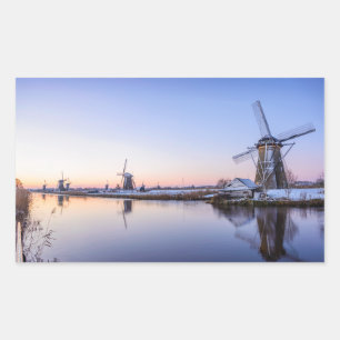 Windmolens in de winter in Nederland rechthoekige Sticker