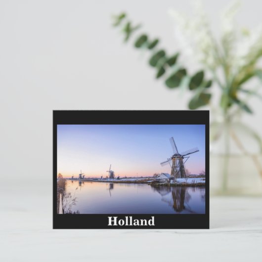Windmolens in de winter tijdens een zonsopgang in  briefkaart (Staand voorkant)