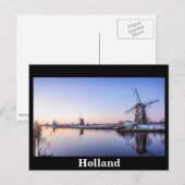 Windmolens in de winter tijdens een zonsopgang in  briefkaart (Voorkant / Achterkant)