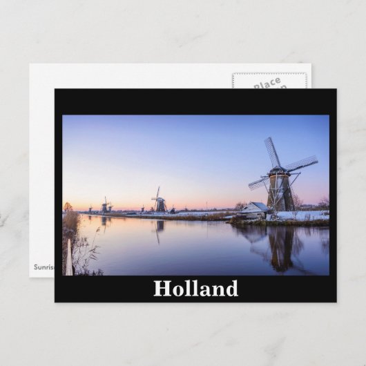 Windmolens in de winter tijdens een zonsopgang in briefkaart (Voorkant / Achterkant)