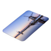 Windmolens in de winter tijdens een zonsopgangrech magneet (Linkerzijde)