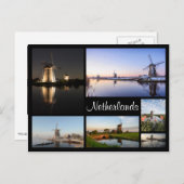 Windmolens in het Nederlandse collage-briefkaart Briefkaart (Voorkant / Achterkant)