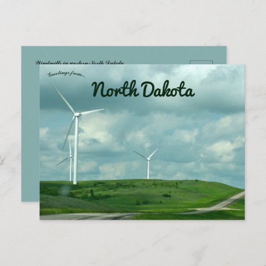 Windmolens in het Westerne North Dakota Briefkaart (Voorkant / Achterkant)