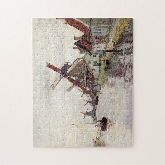 Windmolens in Holland Monet Fine Art Legpuzzel (Verticaal)