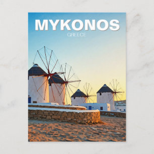 Windmolens in Mykonos Griekenland Cycladen Reizen Briefkaart