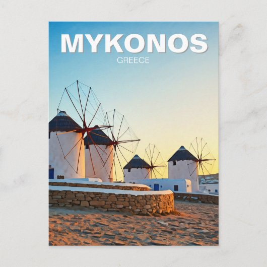 Windmolens in Mykonos Griekenland Cycladen Reizen Briefkaart (Voorkant)