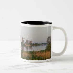 Windmolens, Kinderdijk, Nederland Tweekleurige Koffiemok