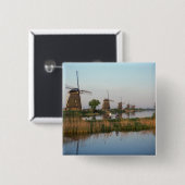 Windmolens, Kinderdijk, Nederland Vierkante Button 5,1 Cm (Voorkant /achterkant)