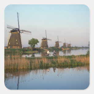Windmolens, Kinderdijk, Nederland Vierkante Sticker