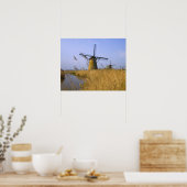Windmolens langs het kanaal in Kinderdijk, 2 Poster (Keuken)