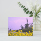 Windmolens langs het kanaal in Kinderdijk, Briefkaart (Staand voorkant)