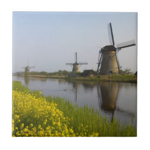 Windmolens langs het kanaal in Kinderdijk Tegeltje