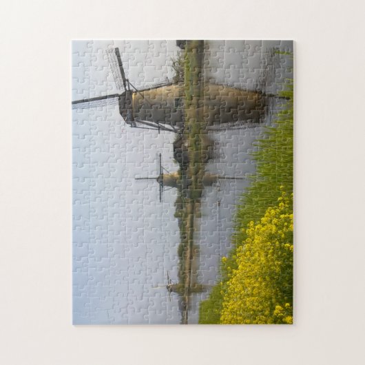 Windmolens langs het kanaal van Kinderdijk Legpuzzel (Verticaal)