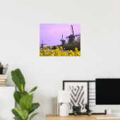 Windmolens langs het kanaal van Kinderdijk, Poster (Thuiskantoor)