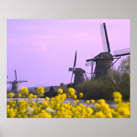 Windmolens langs het kanaal van Kinderdijk, Poster (Voorkant)