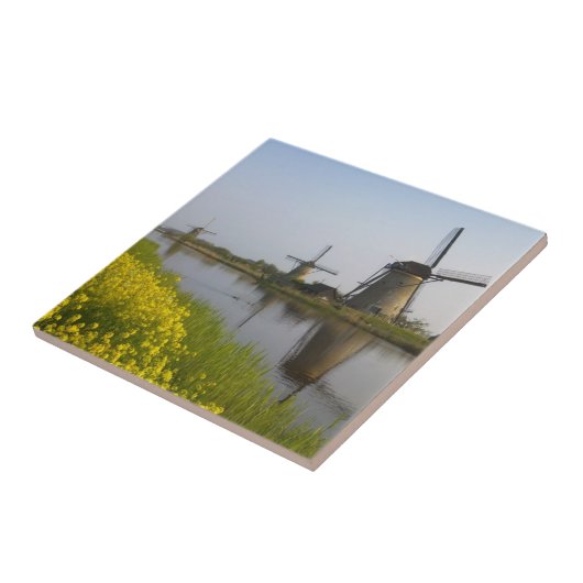 Windmolens langs het kanaal van Kinderdijk Tegeltje (Zijkant)