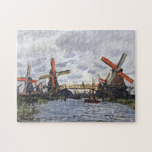 Windmolens nabij Zaandam Monet Fine Art Legpuzzel (Horizontaal)