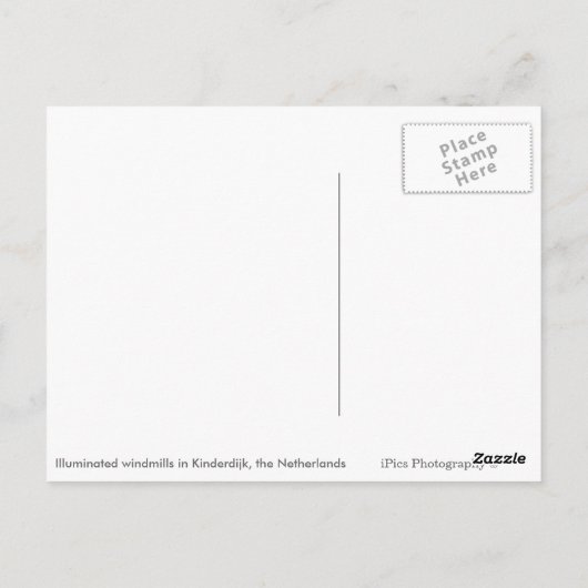Windmolens op briefkaart met blauw uur (Achterkant)