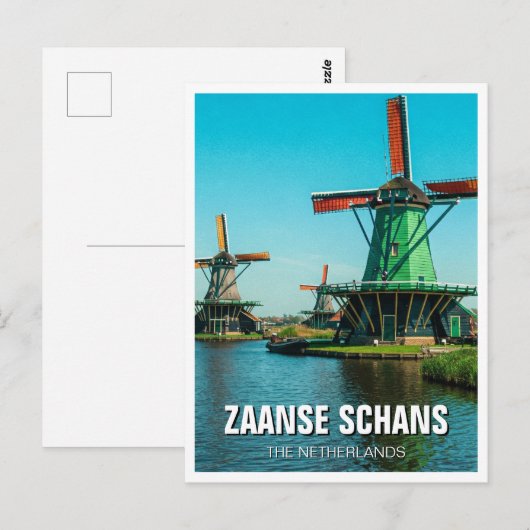 Windmolens op de Zaanse Schans Nederland Briefkaart (Voorkant / Achterkant)