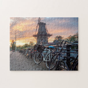 Windmolens van Amsterdam Holland. Jigzaag Puzzle Legpuzzel