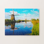 Windmolens van Amsterdam Holland. Legpuzzel (Horizontaal)
