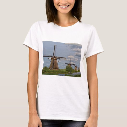 windmolens van het werelderfgoed Kinderdijk T-shirt (Voorkant)