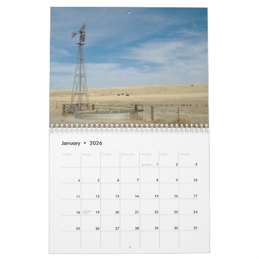Windmolens van Western Kansas Kalender (Jan 2026)
