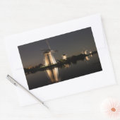 Windmolens verlicht bij nachtkleefstof rechthoekige sticker (Envelop)