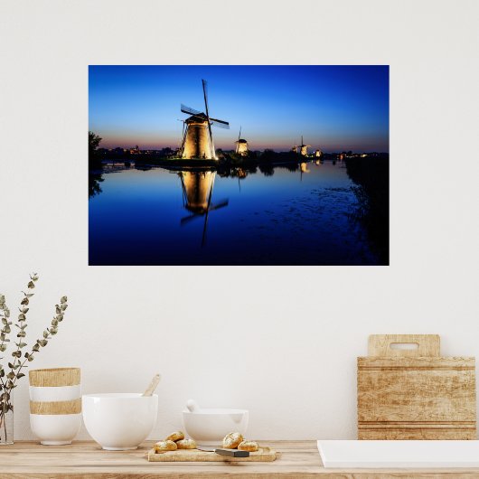 Windmolens voor het afdrukken van poster met blauw (Keuken)