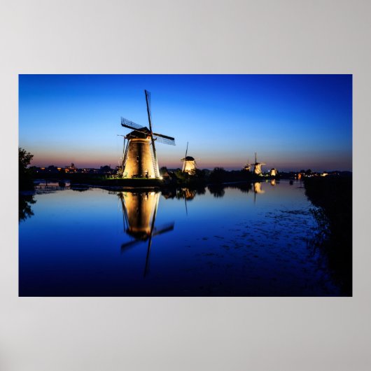 Windmolens voor het afdrukken van poster met blauw (Voorkant)