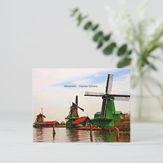 Windmolens-Zaanse Schans Briefkaart (Staand voorkant)