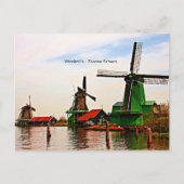 Windmolens-Zaanse Schans Briefkaart (Voorkant)