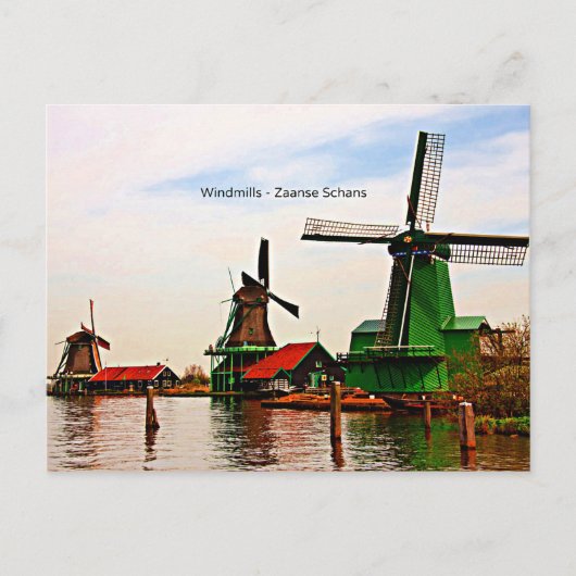 Windmolens-Zaanse Schans Briefkaart (Voorkant)