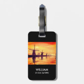 Windmolens Zonnebakken - Waterverf schilderen Bagagelabel (Achterkant verticaal)