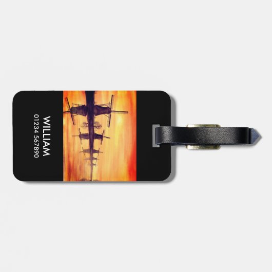 Windmolens Zonnebakken - Waterverf schilderen Bagagelabel (Achterkant horizontaal)