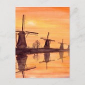 Windmolens Zonnebakken - Waterverf schilderen Briefkaart (Voorkant)